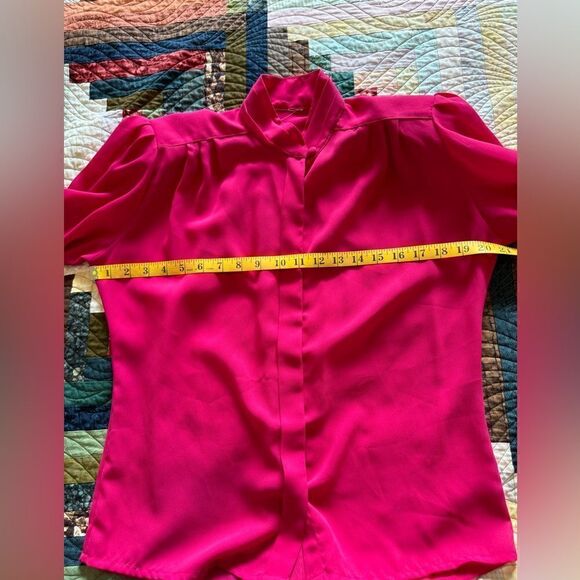 Vintage Fuscia Sheer Button Up Top Size L - Picture 4 of 9
